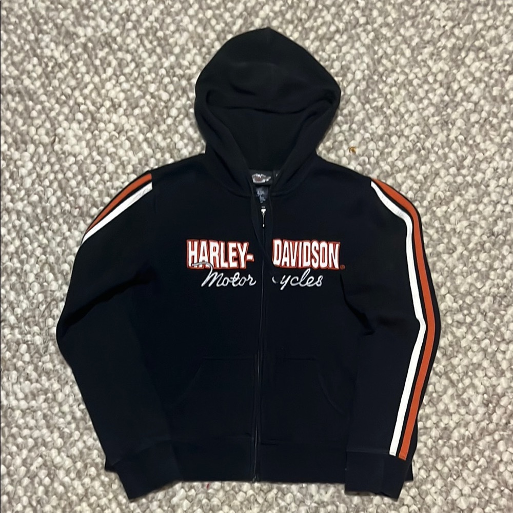 Harley-Davidson Black and Orange Racing Stripe Hoodie